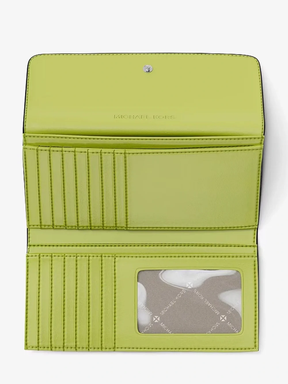 Michael KORS Jet Set Large Signature Logo Tri-Fold Wallet Trifold Lime NWT